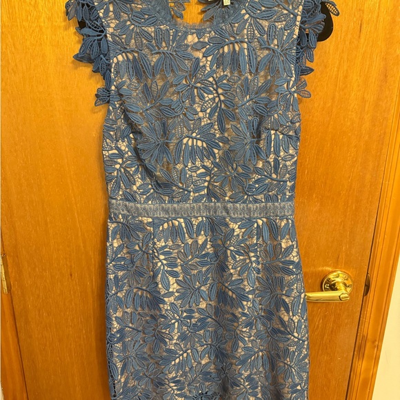 Reiss Maika Blue Floral Lace Open Back Dress Size 10 Cocktail Wedding Guest - Picture 10 of 14